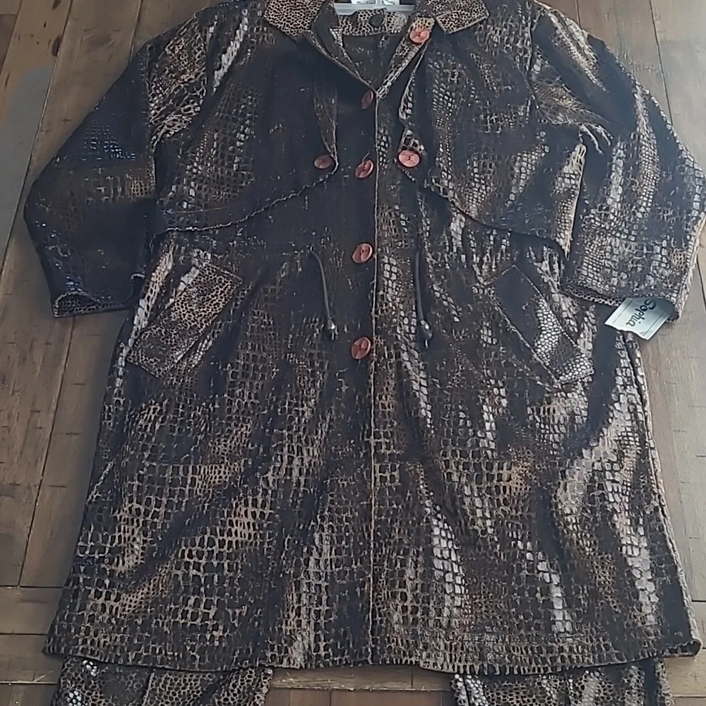 Sophia La Belle Vintage Faux Snakeskin Pant Suit Size M - Picture 2 of 9